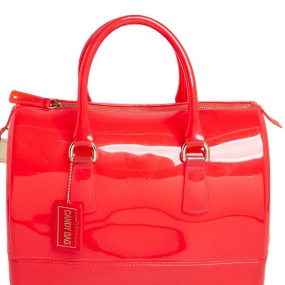 Furla Red Rubber Medium Candy Satchel